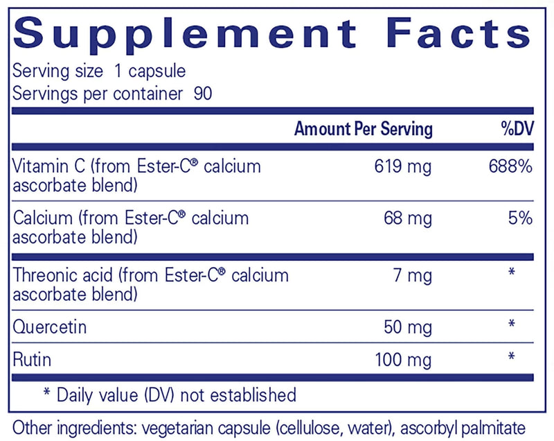 Pure Encapsulations Ester-C and Flavonoids (Formerly Essential-C and Flavonoids) Ingredients 