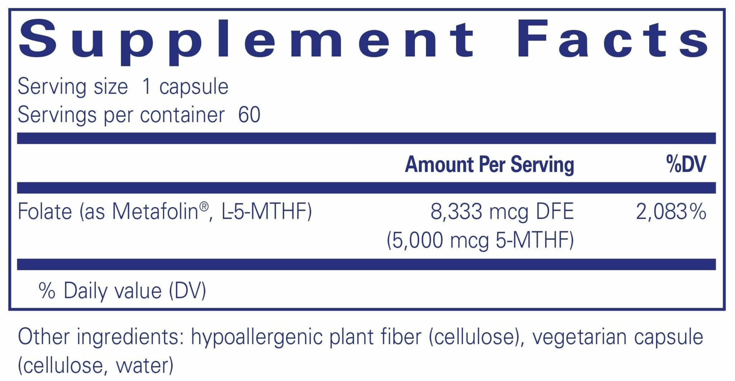 Pure Encapsulations Folate 5000 Ingredients 
