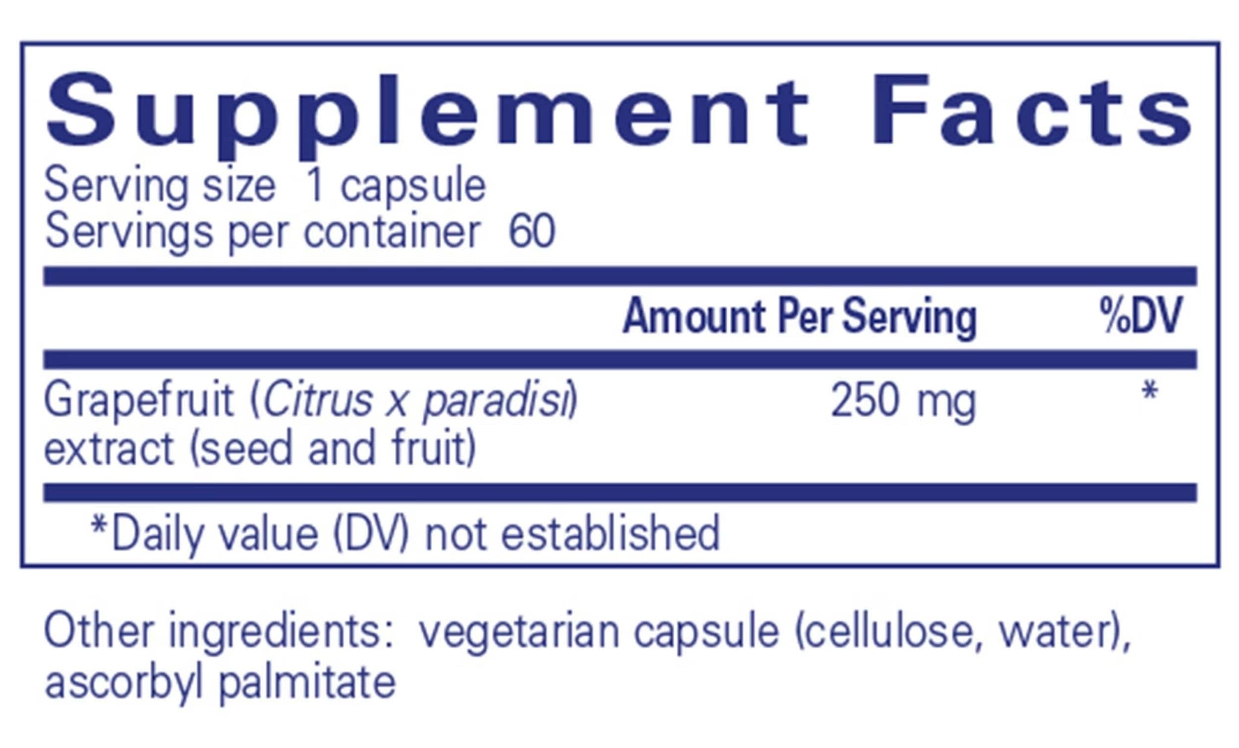 Pure Encapsulations Grapefruit Seed Extract Ingredients