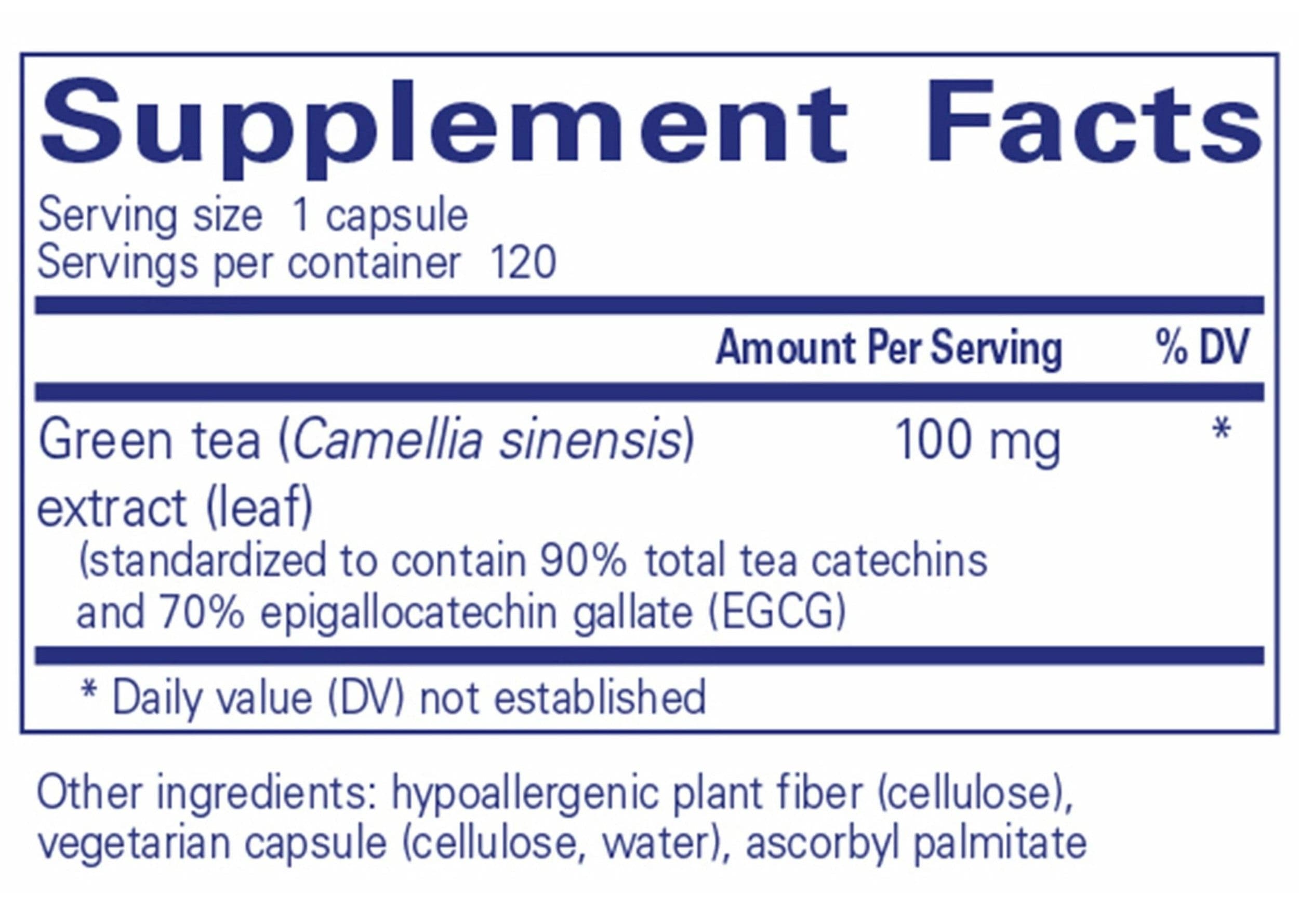 Pure Encapsulations Green Tea extract (decaffeinated) Ingredients