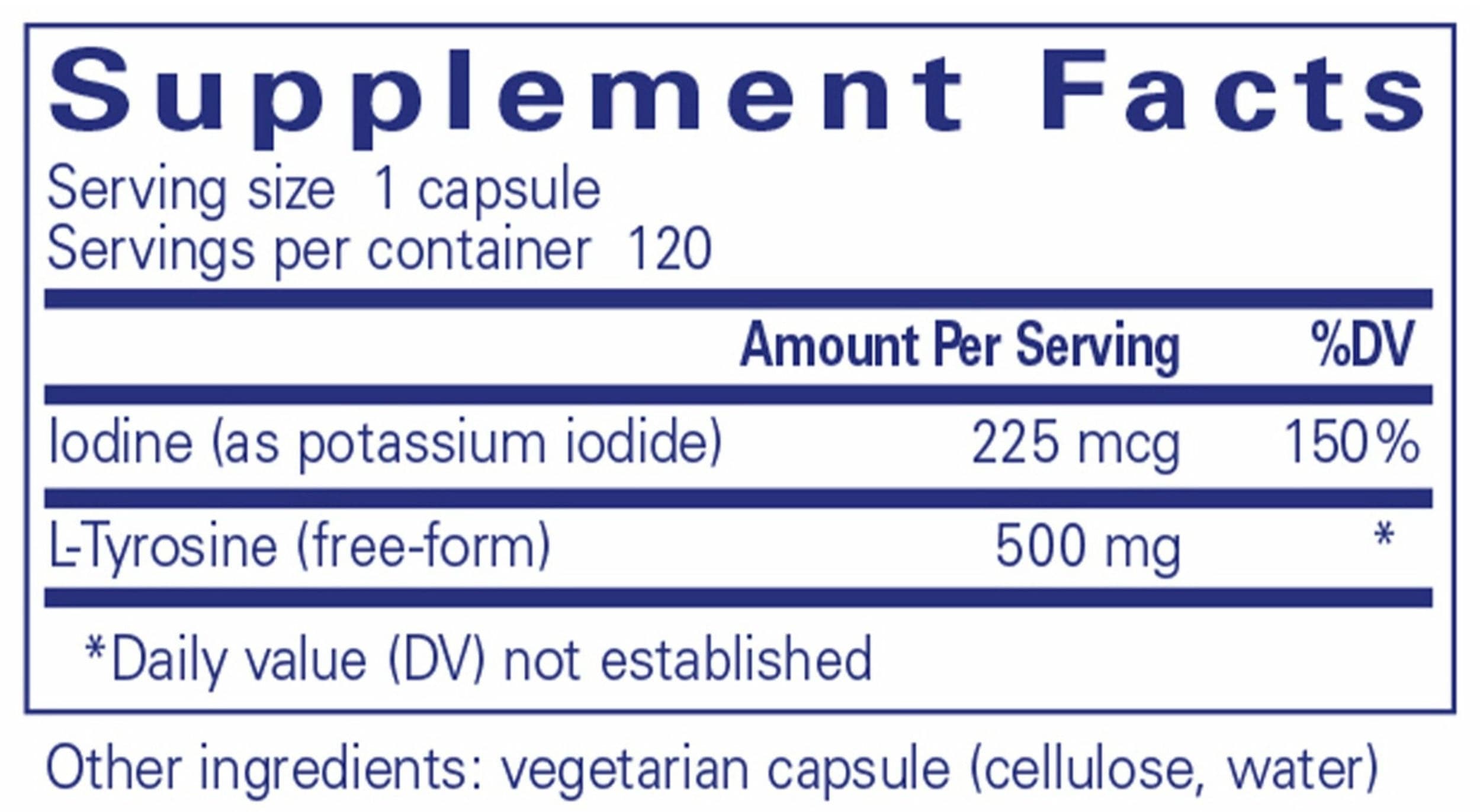 Pure Encapsulations Iodine and Tyrosine Ingredients 