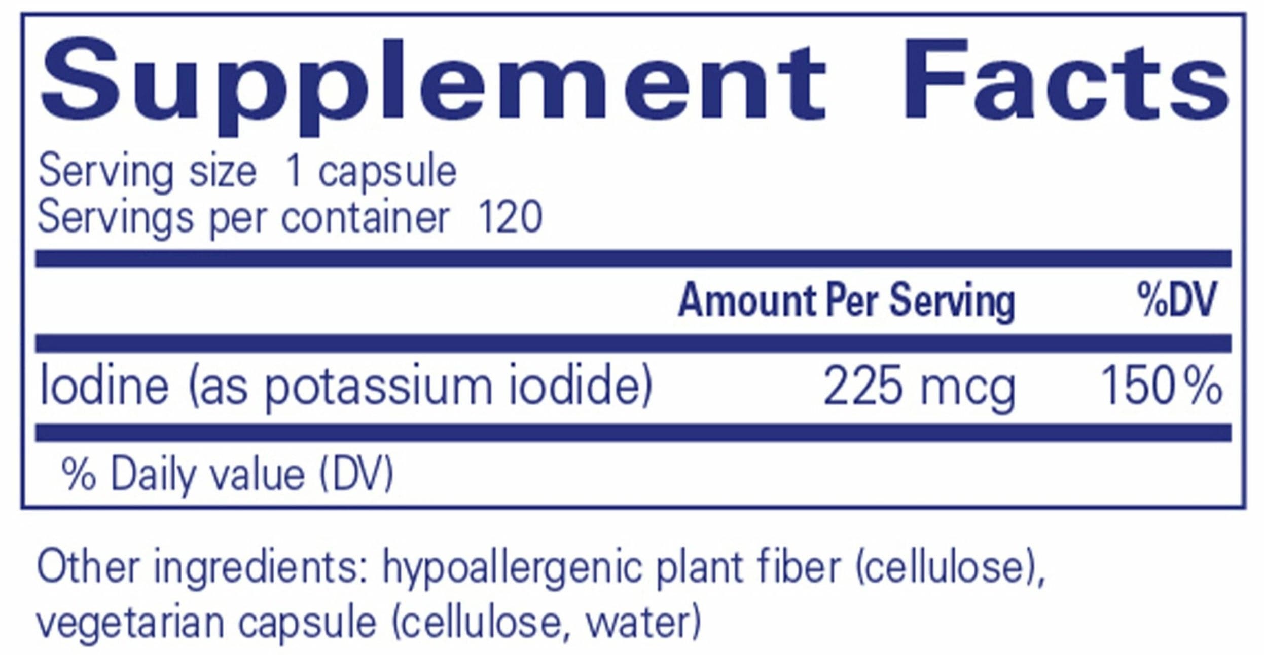 Pure Encapsulations Iodine (potassium iodide) Ingredients 