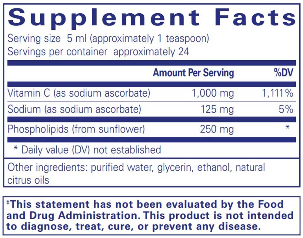 lipo-c ingredients Pure Encapsulations Liposomal Vitamin C liquid lipo-c ingredients Pure Encapsulations Liposomal Vitamin C liquid