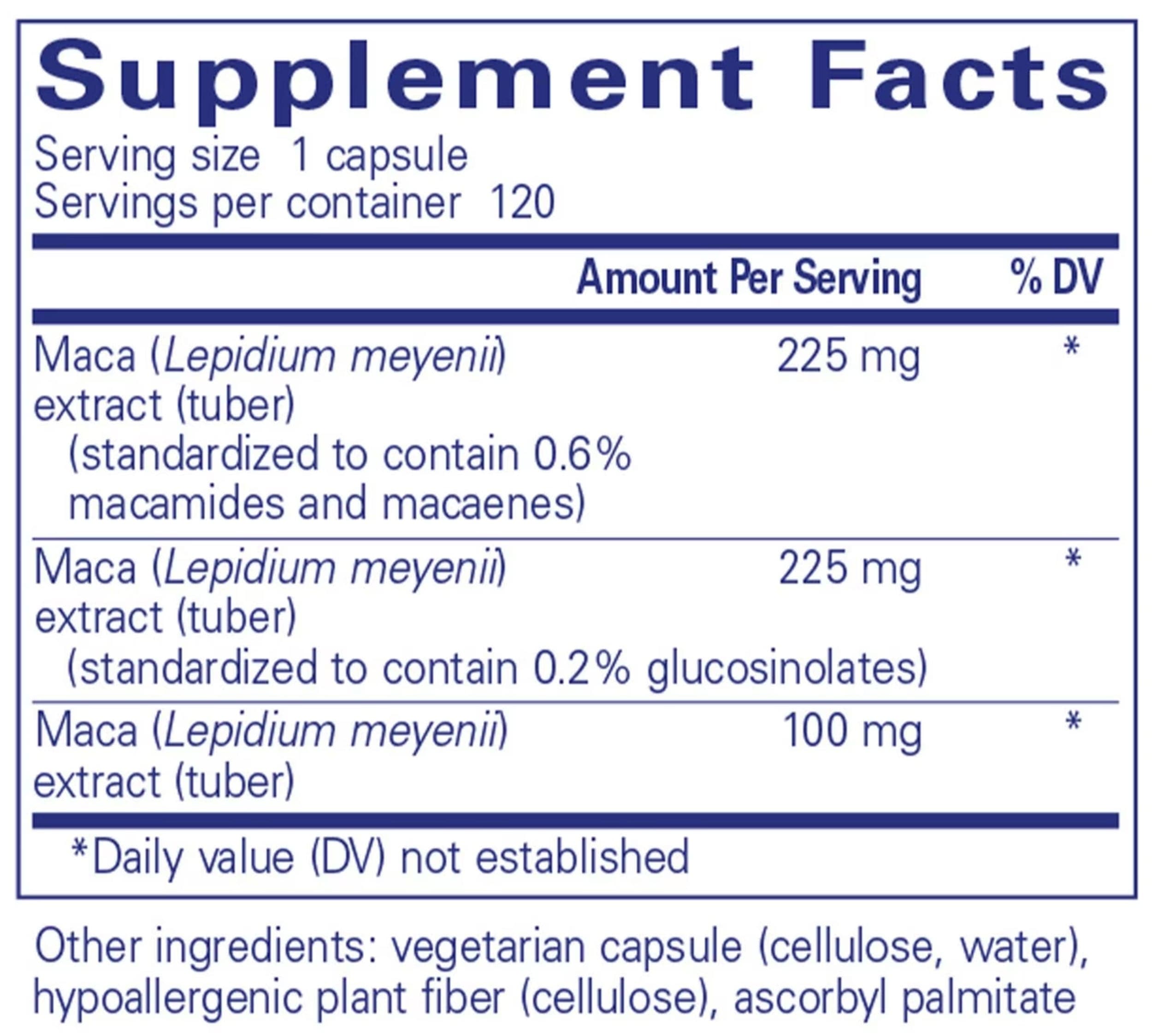 Pure Encapsulations Maca-3 Ingredients 