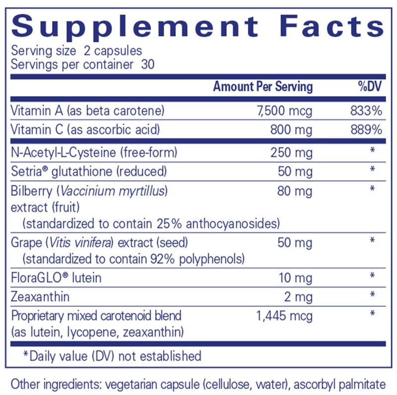 Pure Encapsulations Macular Support Formula Ingredients 