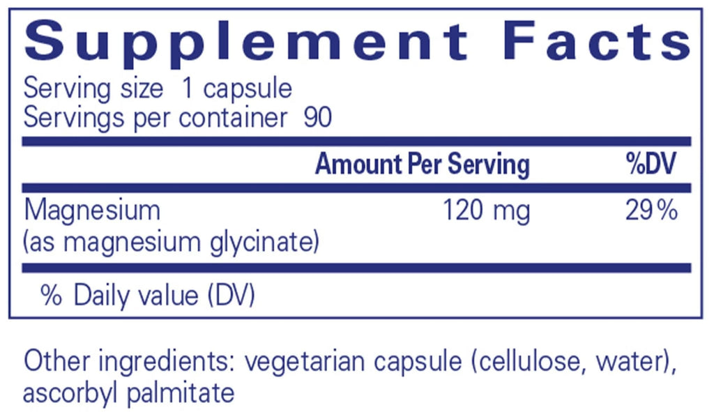 Pure Encapsulations Magnesium Glycinate Supplement Facts