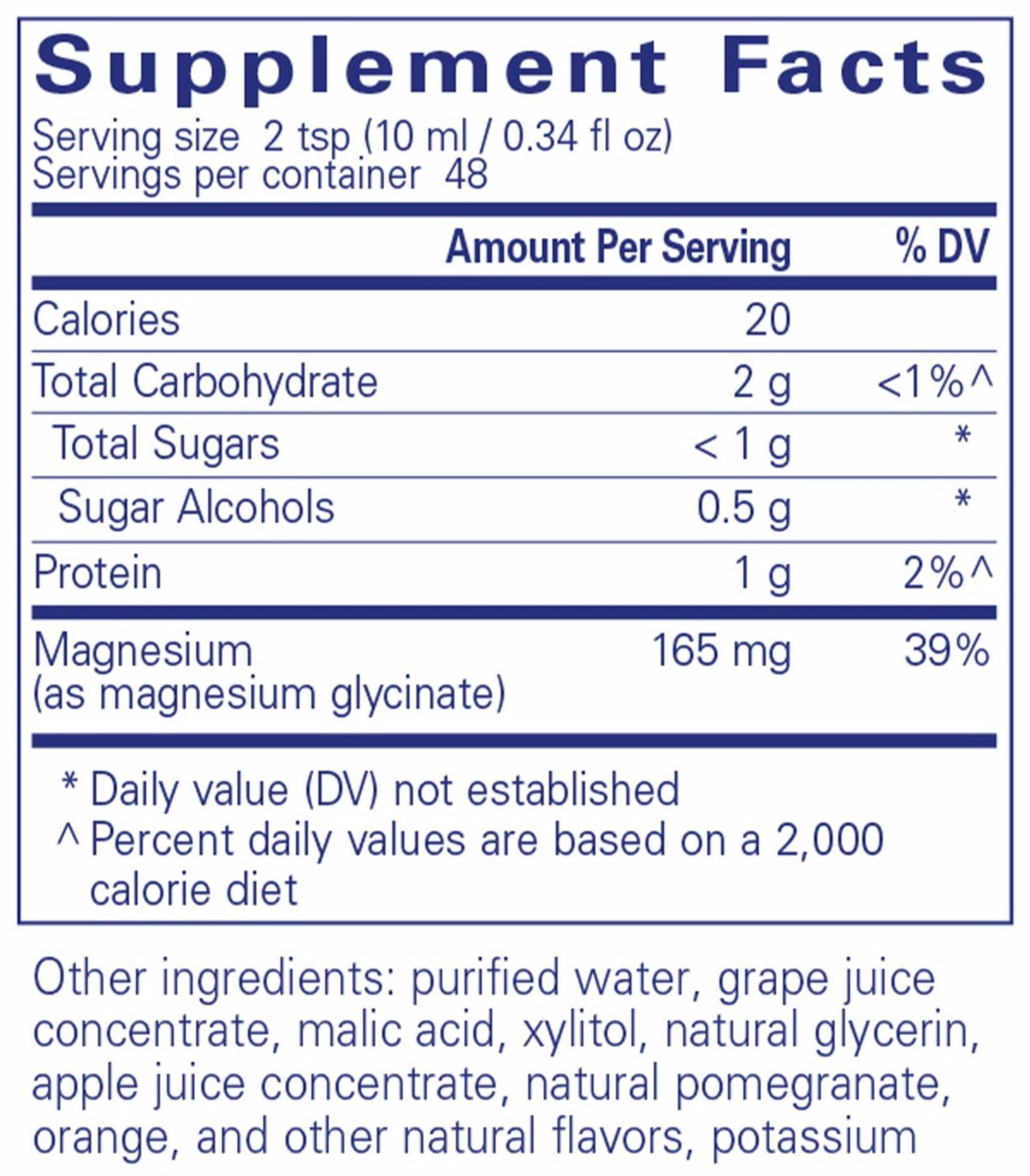 Pure Encapsulations Magnesium Glycinate Supplement Facts Pure Encapsulations Magnesium Glycinate liquid