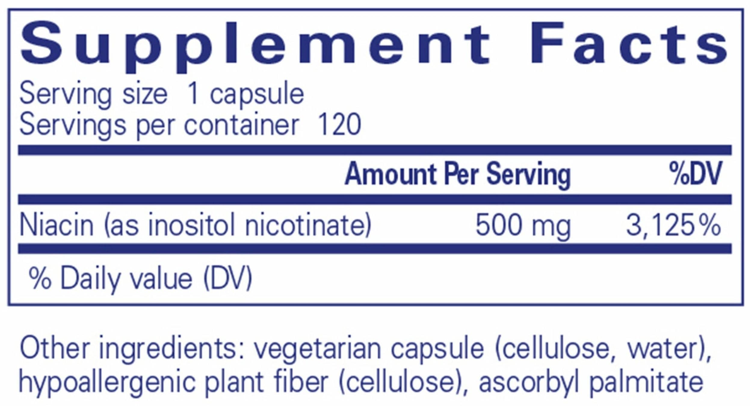 Pure Encapsulations Niacitol 500 mg Ingredients 