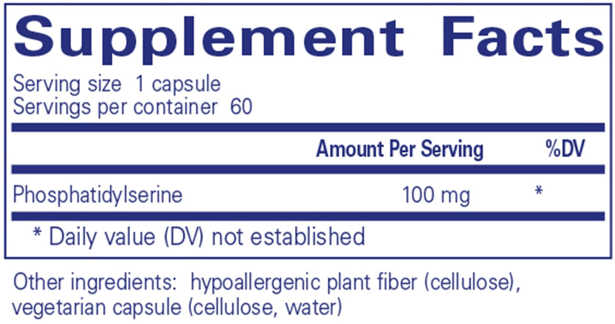 Pure Encapsulations PS 100 Ingredients 