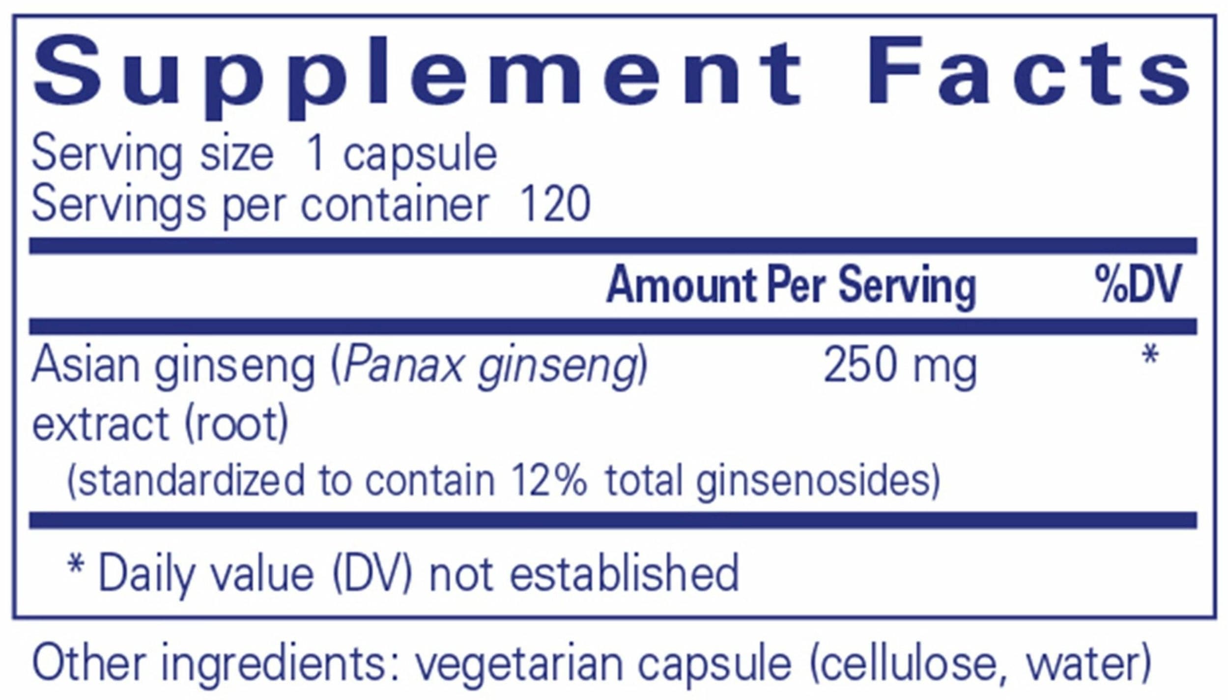 Pure Encapsulations Panax Ginseng Ingredients 