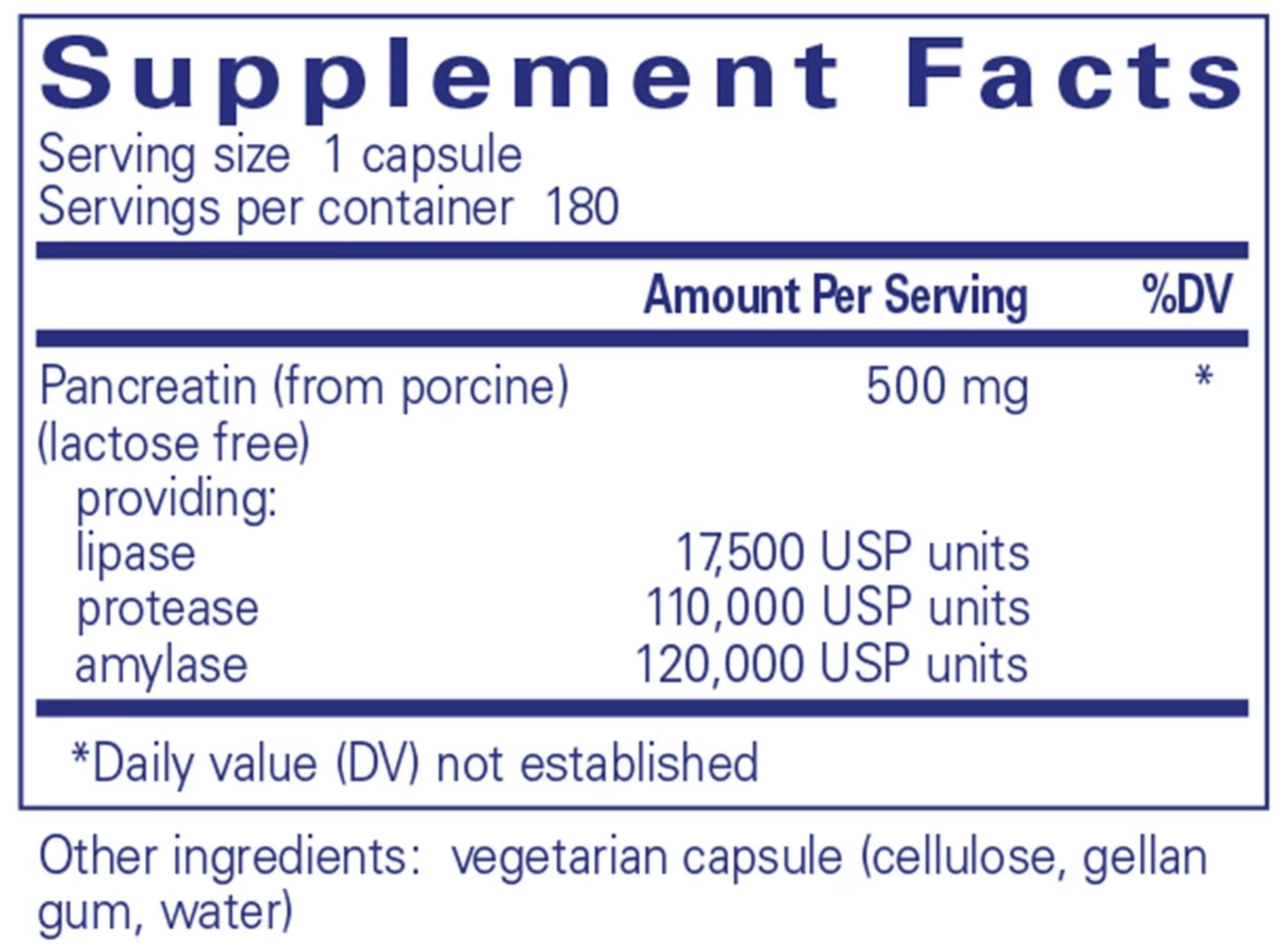 Pure Encapsulations Pancreatic Enzyme Formula Ingredients 