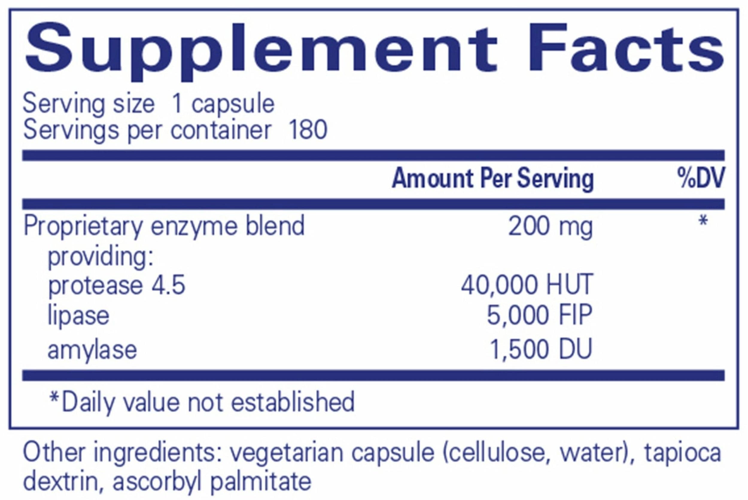 Pure Encapsulations Pancreatic VegEnzymes Ingredients 