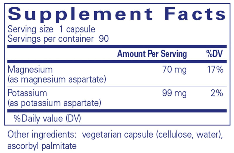 Pure Encapsulations Potassium Magnesium (Aspartate) Ingredients 