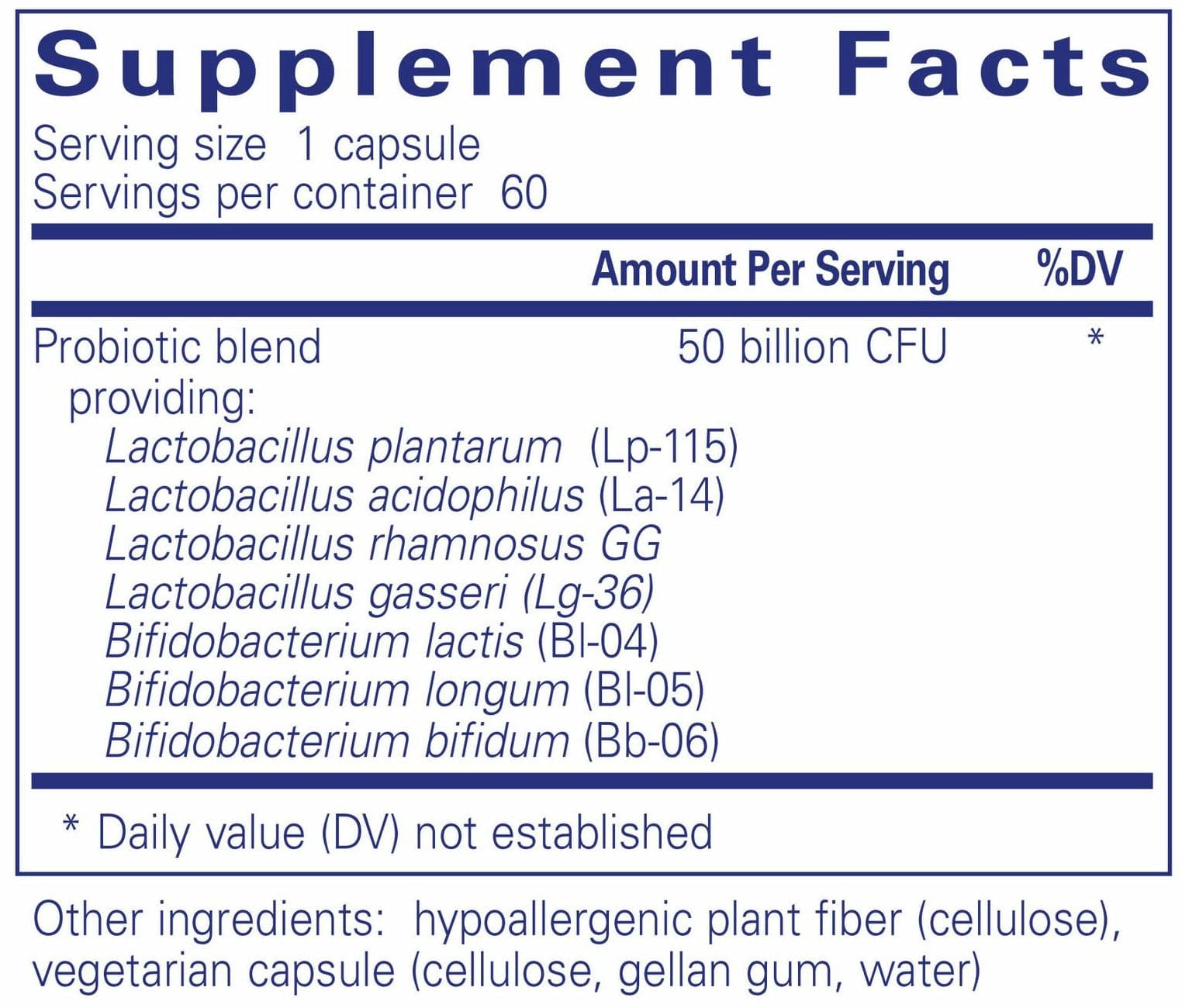 Pure Encapsulations Probiotic 50B Ingredients 