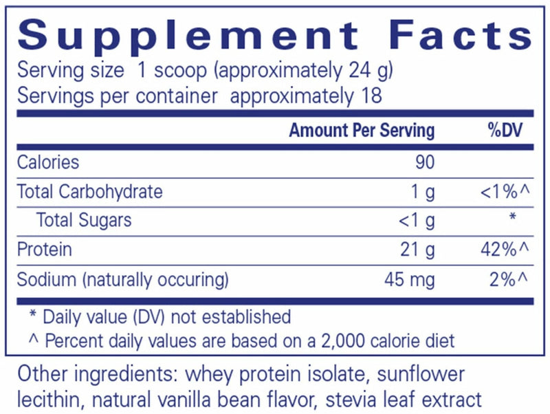 Pure Encapsulations PureLean Whey Ingredients 
