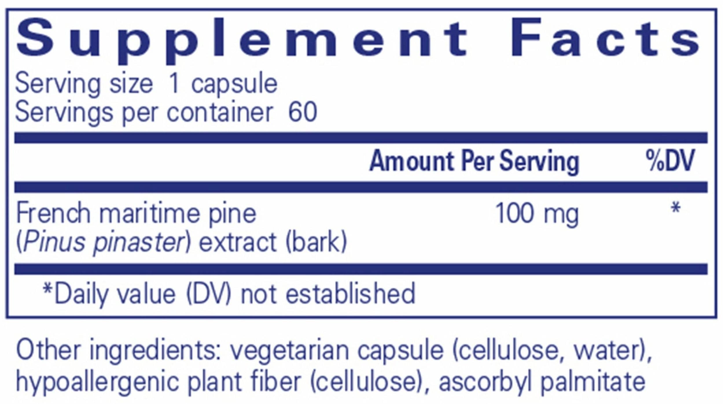 Pure Encapsulations Pycnogenol 100mg Ingredients 
