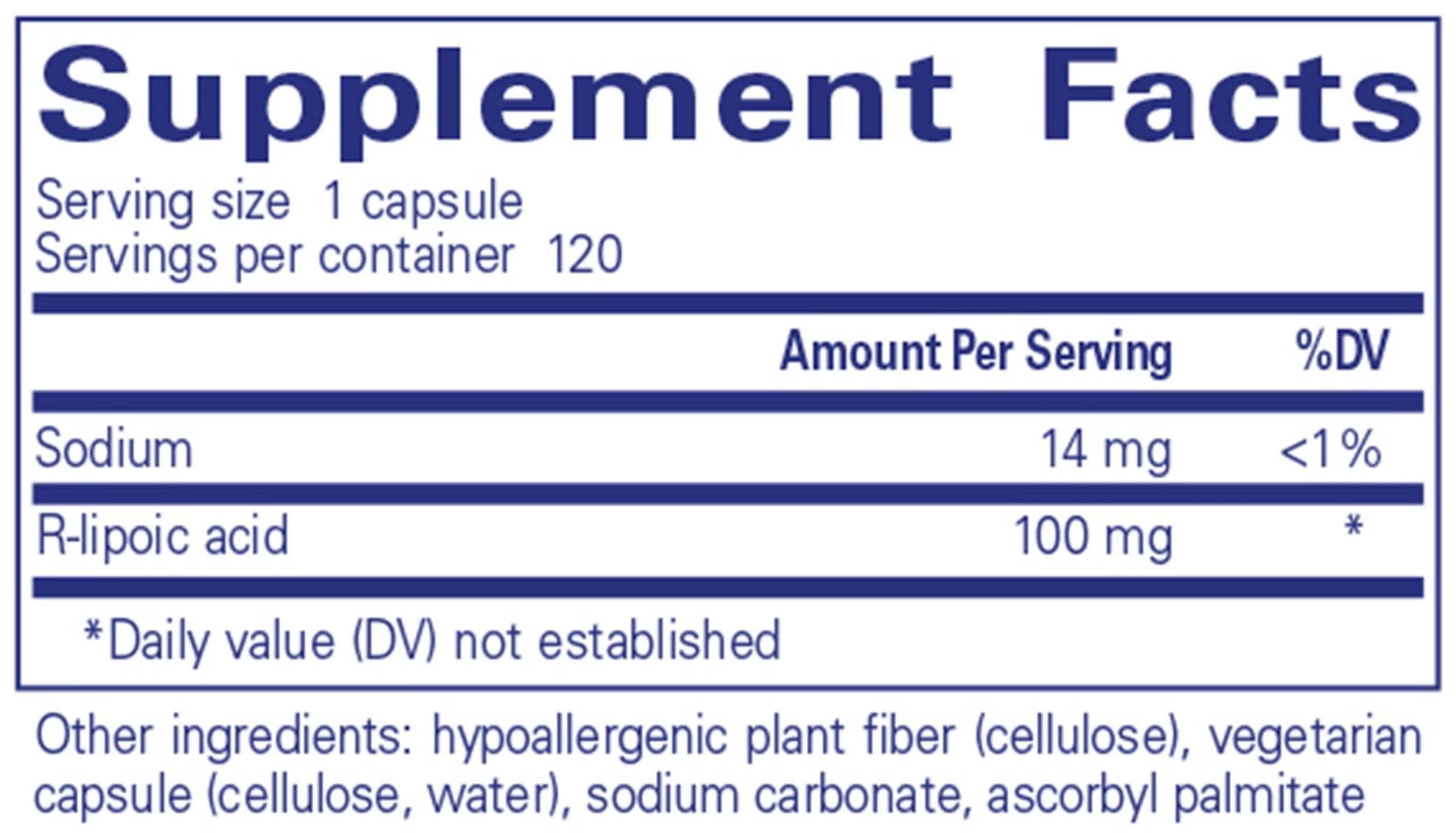 Pure Encapsulations R-Lipoic Acid (stabilized) Ingredients 