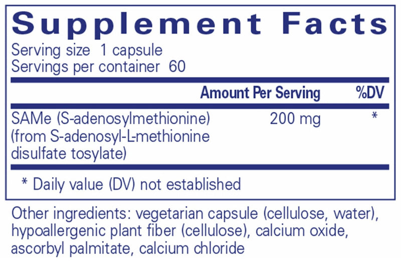 Pure Encapsulations SAMe Ingredients 