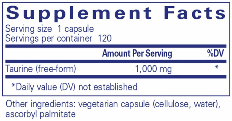 Pure Encapsulations Taurine 1,000 mg Ingredients 