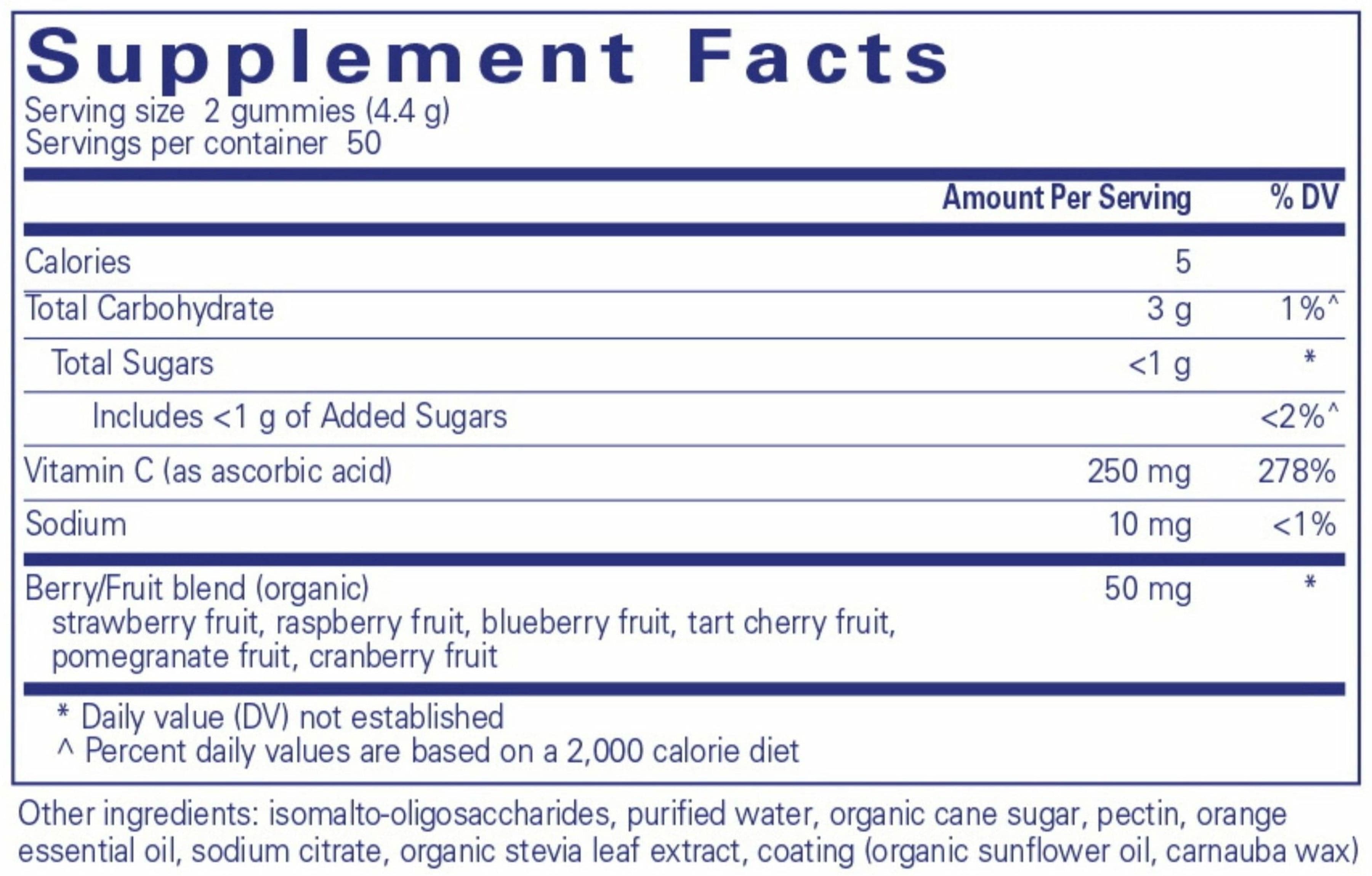 Pure Encapsulations Vitamin C Gummy Ingredients 