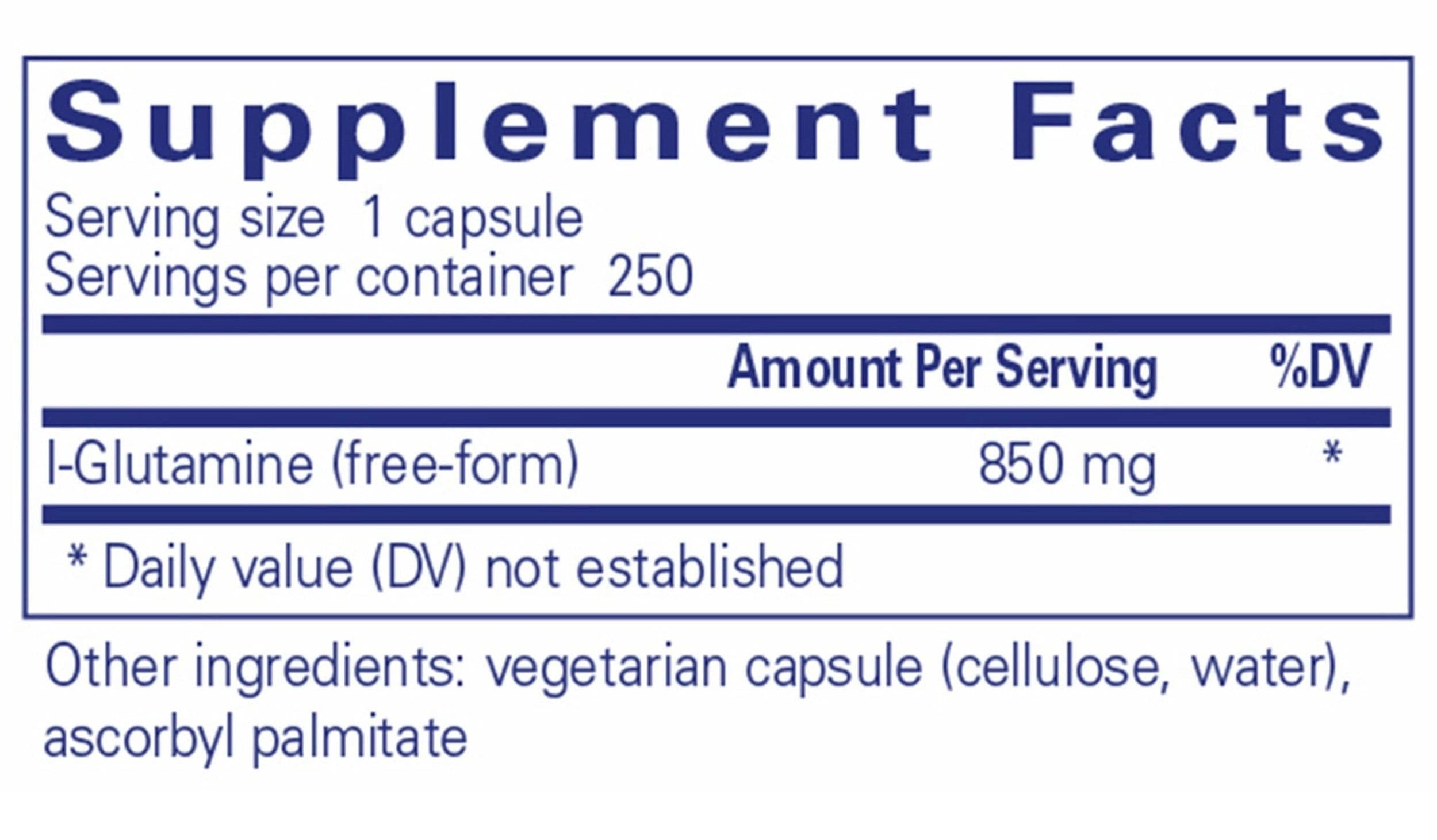 Pure Encapsulations l-Glutamine 850 mg Ingredients