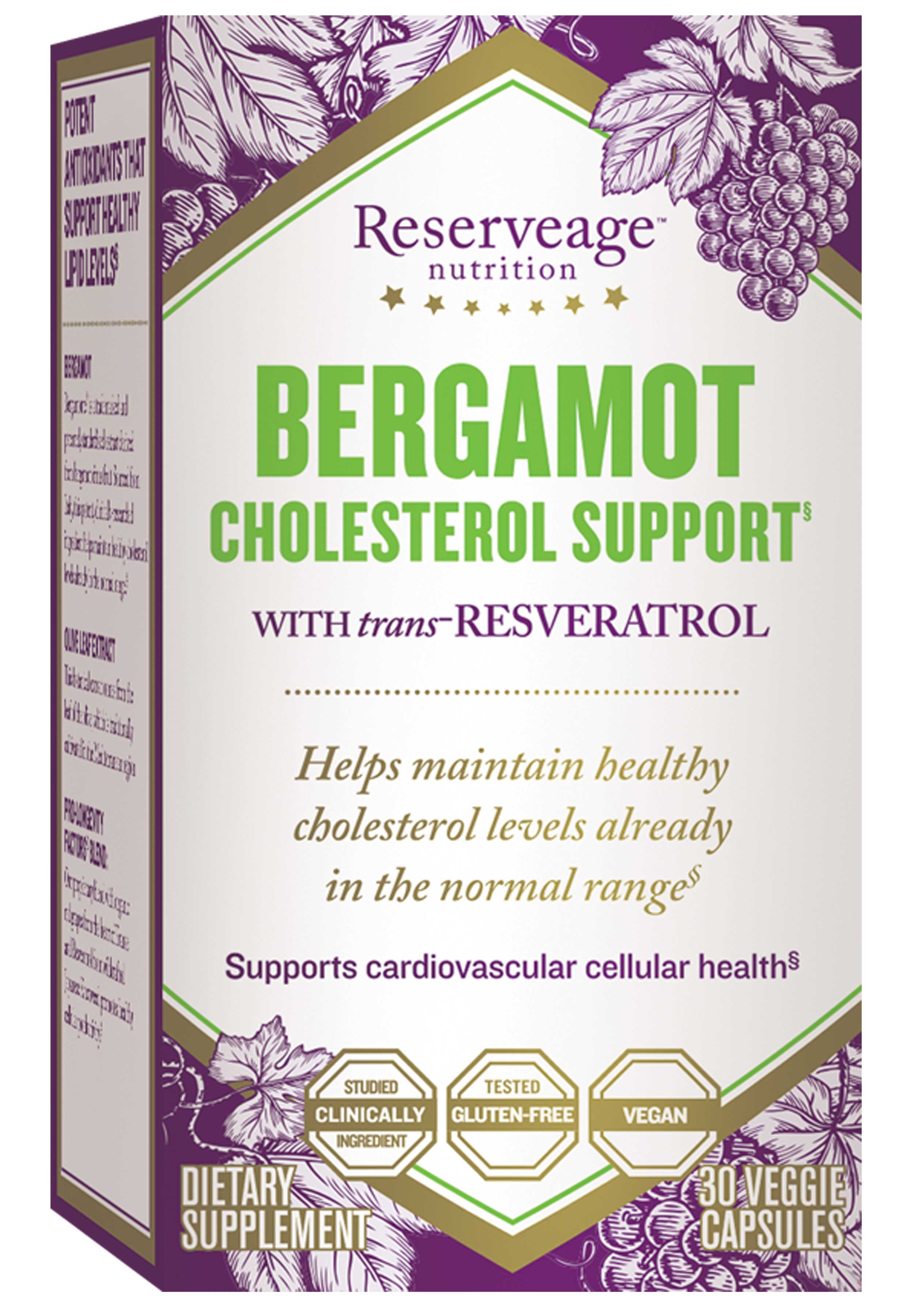 Reserveage Bergamot Cholesterol Support With Trans Resveratrol