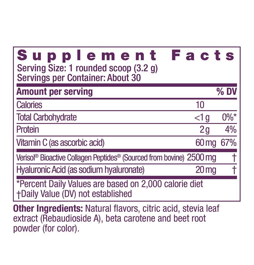 Reserveage Collagen Replenish Powder Chai Pear Ingredients