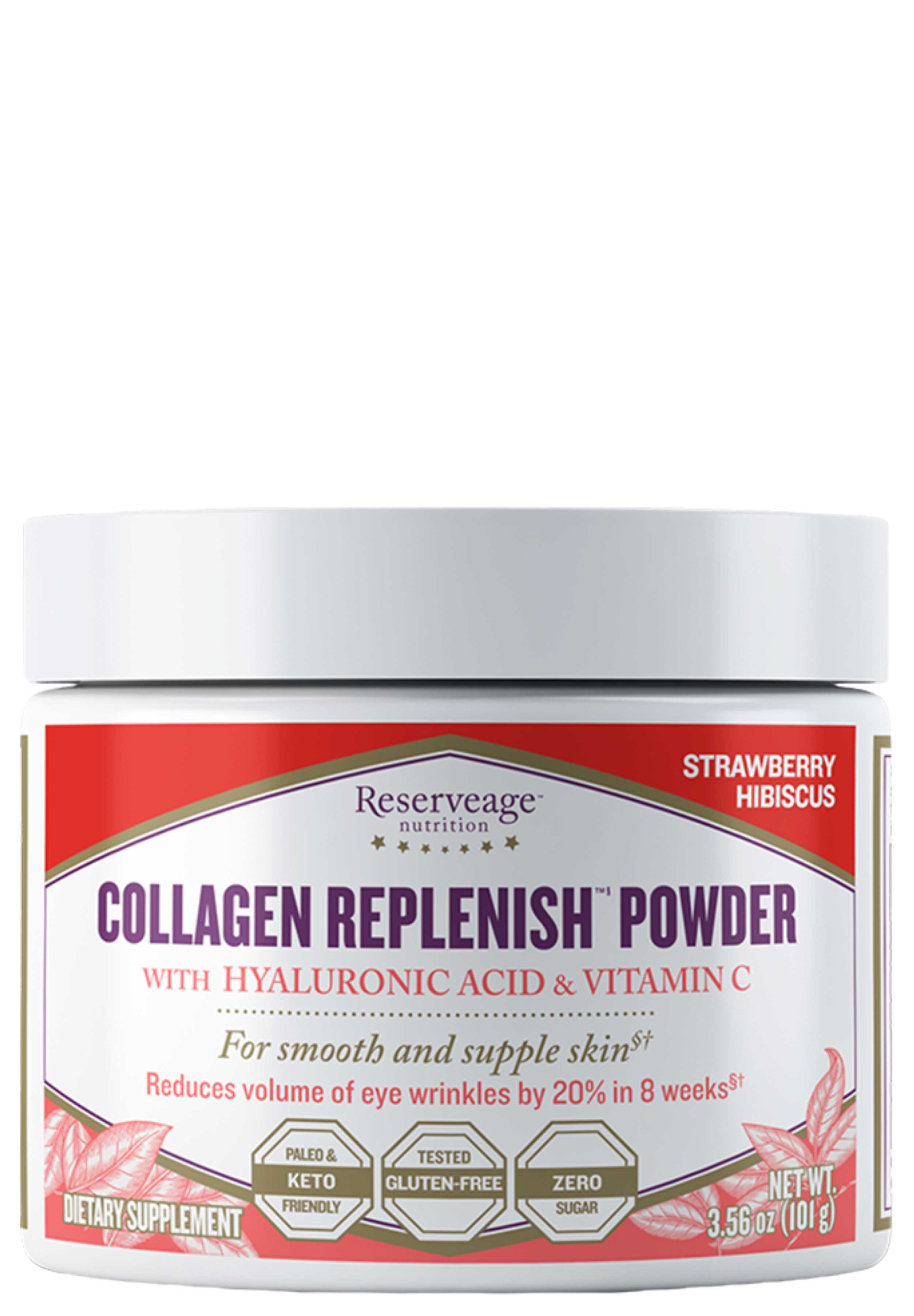 Reserveage Nutrition Collagen Replenish Powder Strawberry Hibiscus
