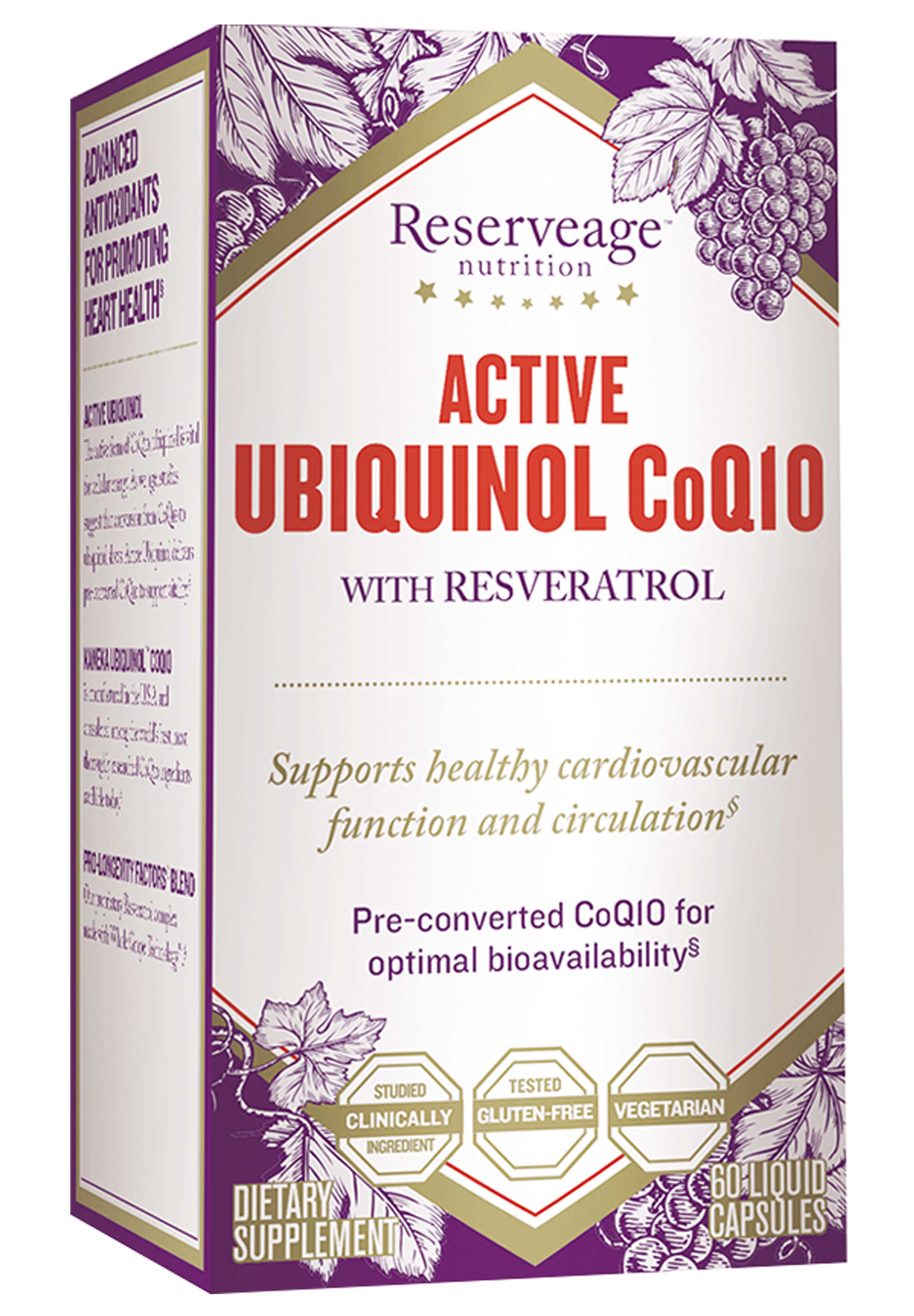 Reserveage Nutrition Active Ubiquinol CoQ10 With Resveratrol