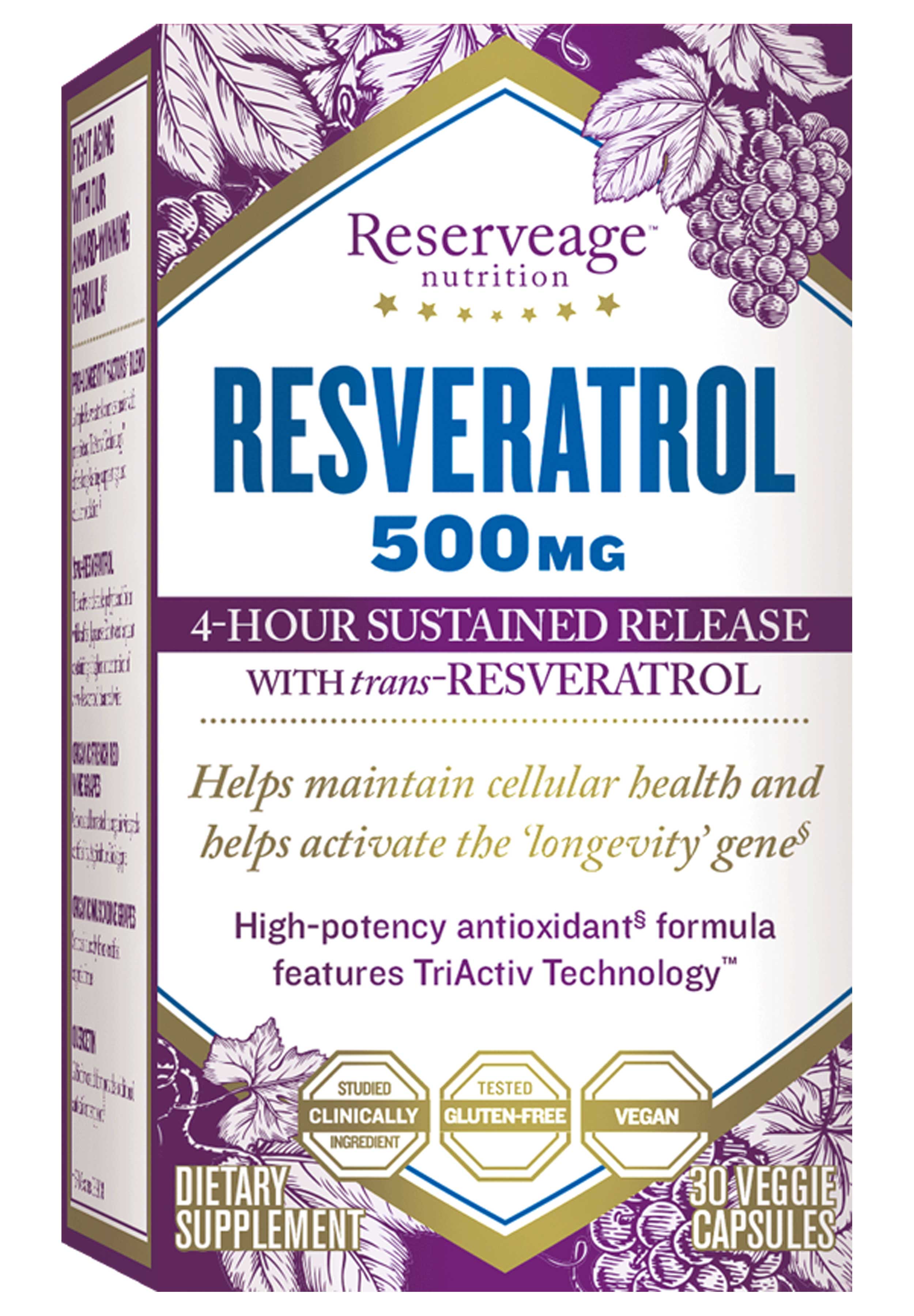  Reserveage Nutrition Resveratrol 500mg 