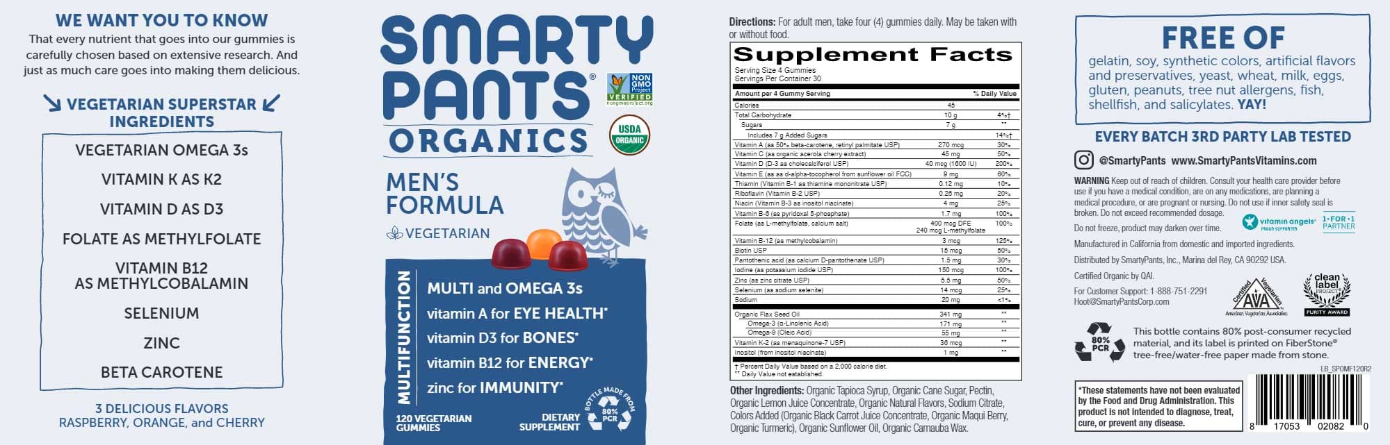 SmartyPants Men's Organic Formula Ingredients