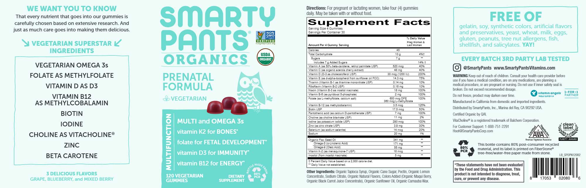 SmartyPants Prenatal Organic Formula Ingredients