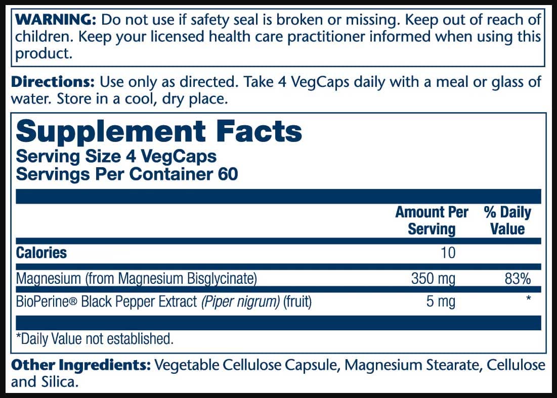 Solaray Magnesium Glycinate 350 mg Ingredients 