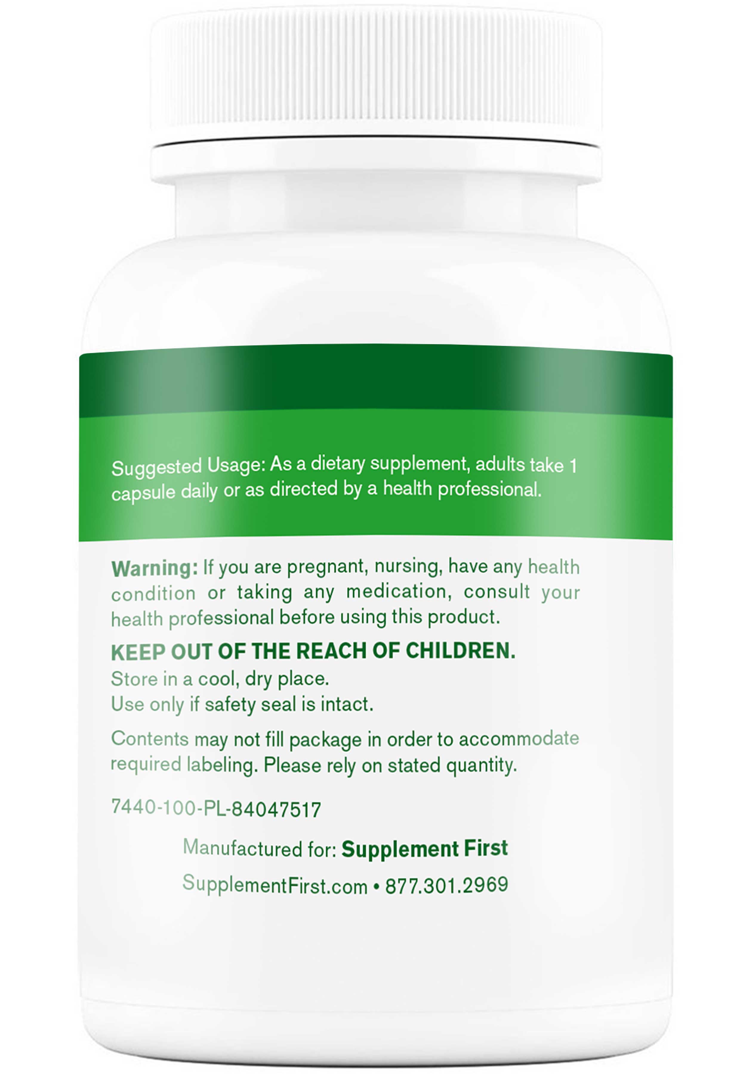 Supplement First Zinc Picolinate 50 mg Label