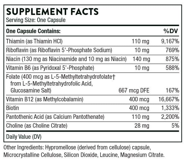 Thorne Research Basic B Complex Ingredients