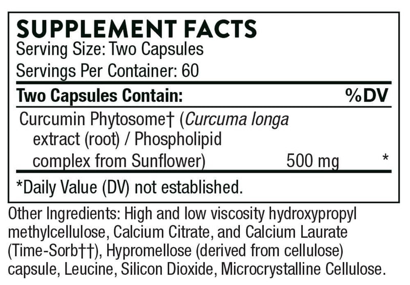 Thorne Research Curcumin Phytosome - Sustained Release (formerly Meriva) Ingredients