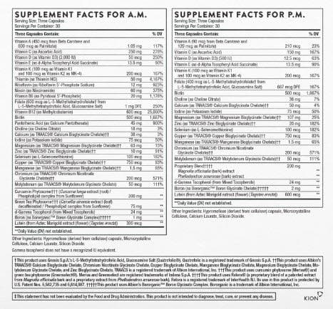 tenten vitamins ingredients Thorne Research Multi-Vitamin Elite