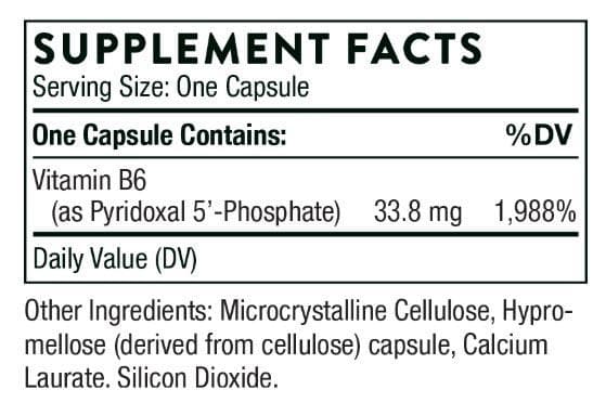 Thorne Research Pyridoxal 5' Phosphate Ingredients