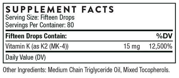 Thorne Research Vitamin K2 Liquid Ingredients