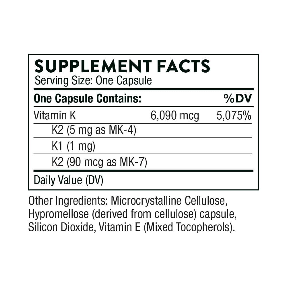 Thorne Research Vitamin K (formerly 3-K Complete) Ingredients