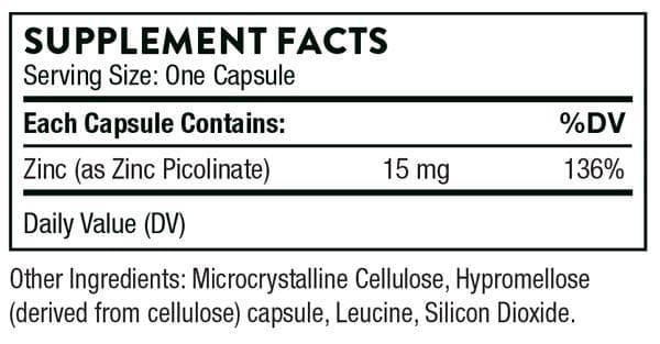 Thorne Research Zinc Picolinate 15mg Ingredients
