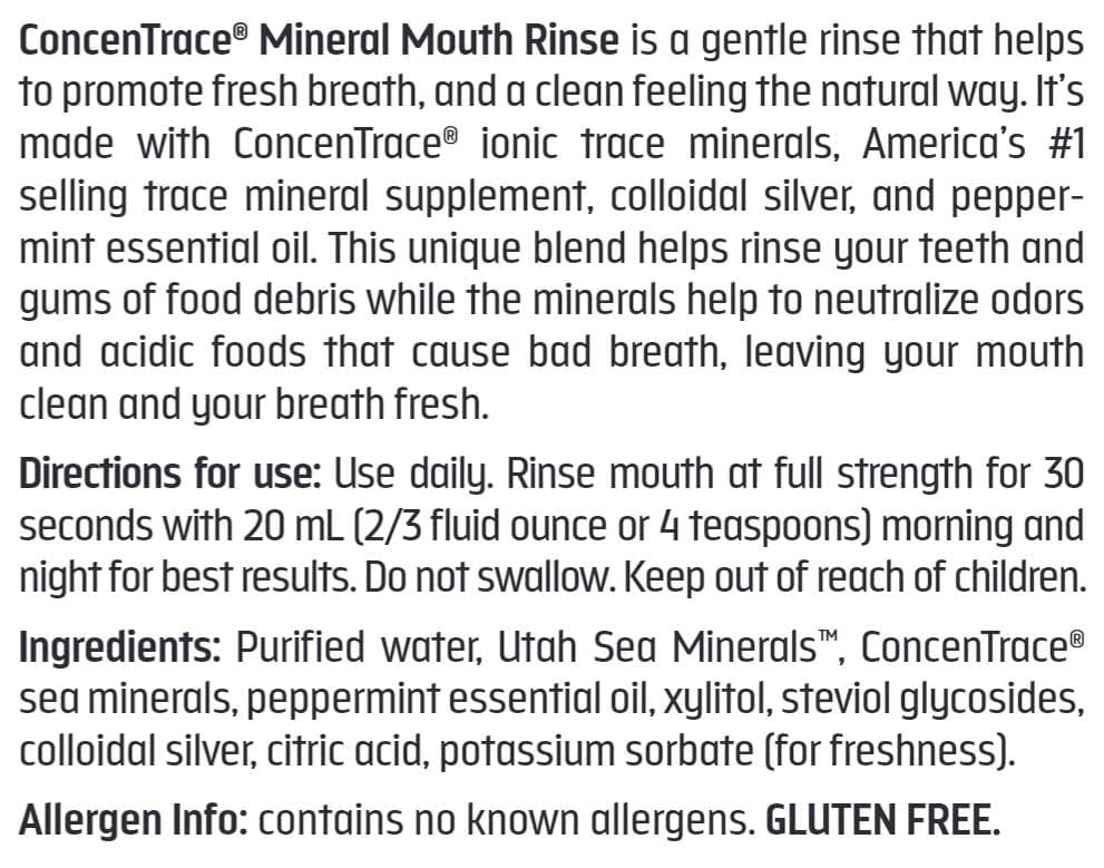 Trace Minerals Research Concentrace Mineral Mouth Rinse Ingredients