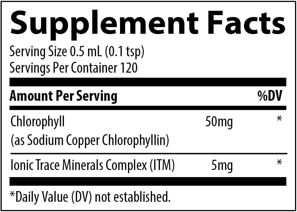 Trace Minerals Research Concentrated Ionic Chlorophyll High Potency 6000 mg Ingredients 