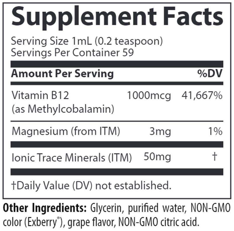 Trace Minerals Research Ionic B12 Ingredients