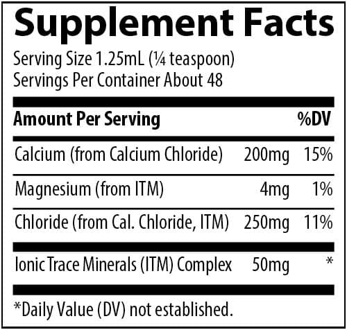 Trace Minerals Research Ionic Calcium Ingredients 