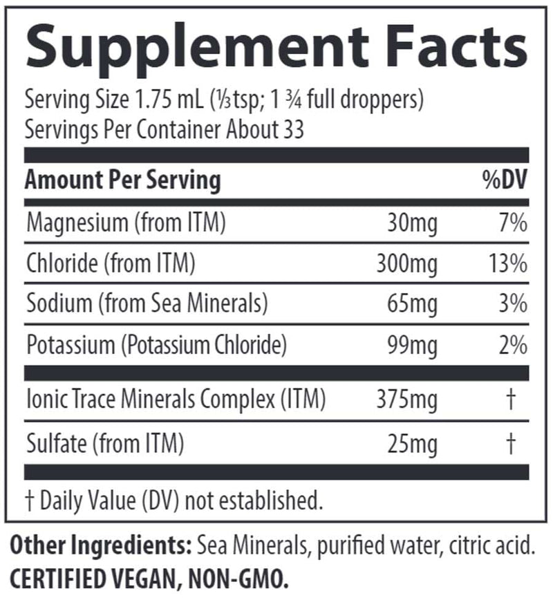 Trace Minerals Research Ionic Potassium Ingredients
