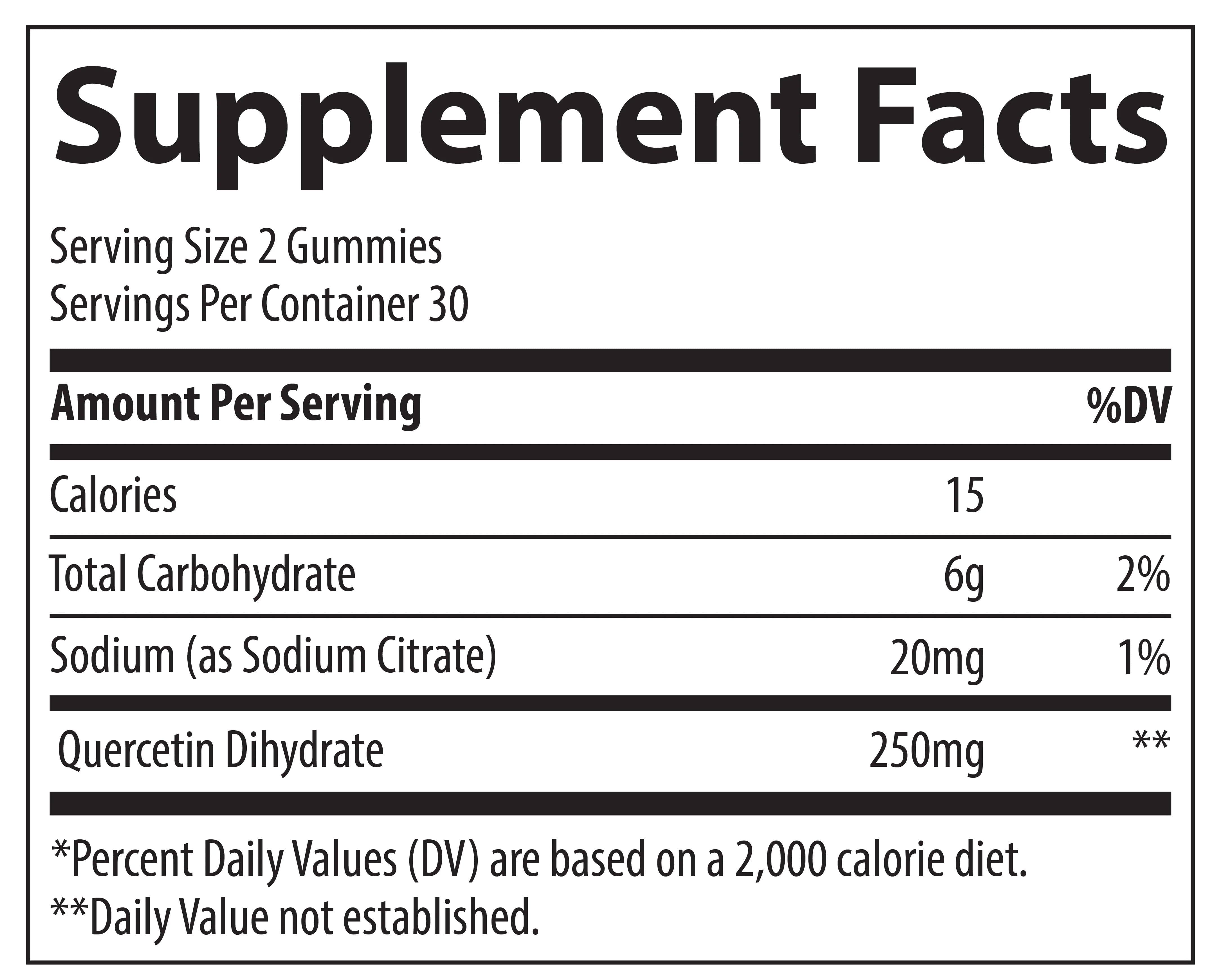 Trace Minerals Research Quercetin Gummies 250 mg Ingredients