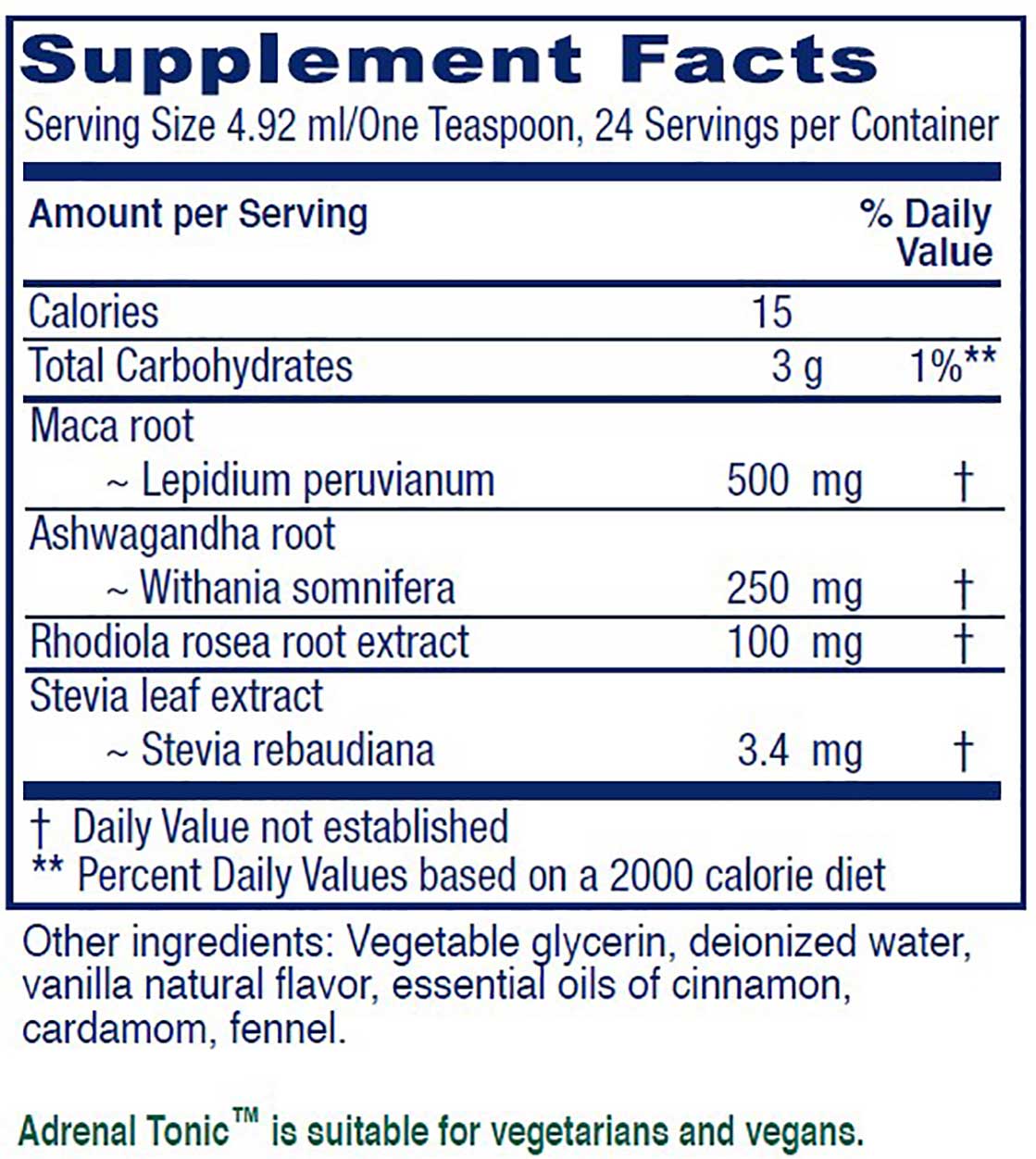Vitanica Adrenal Tonic Ingredients