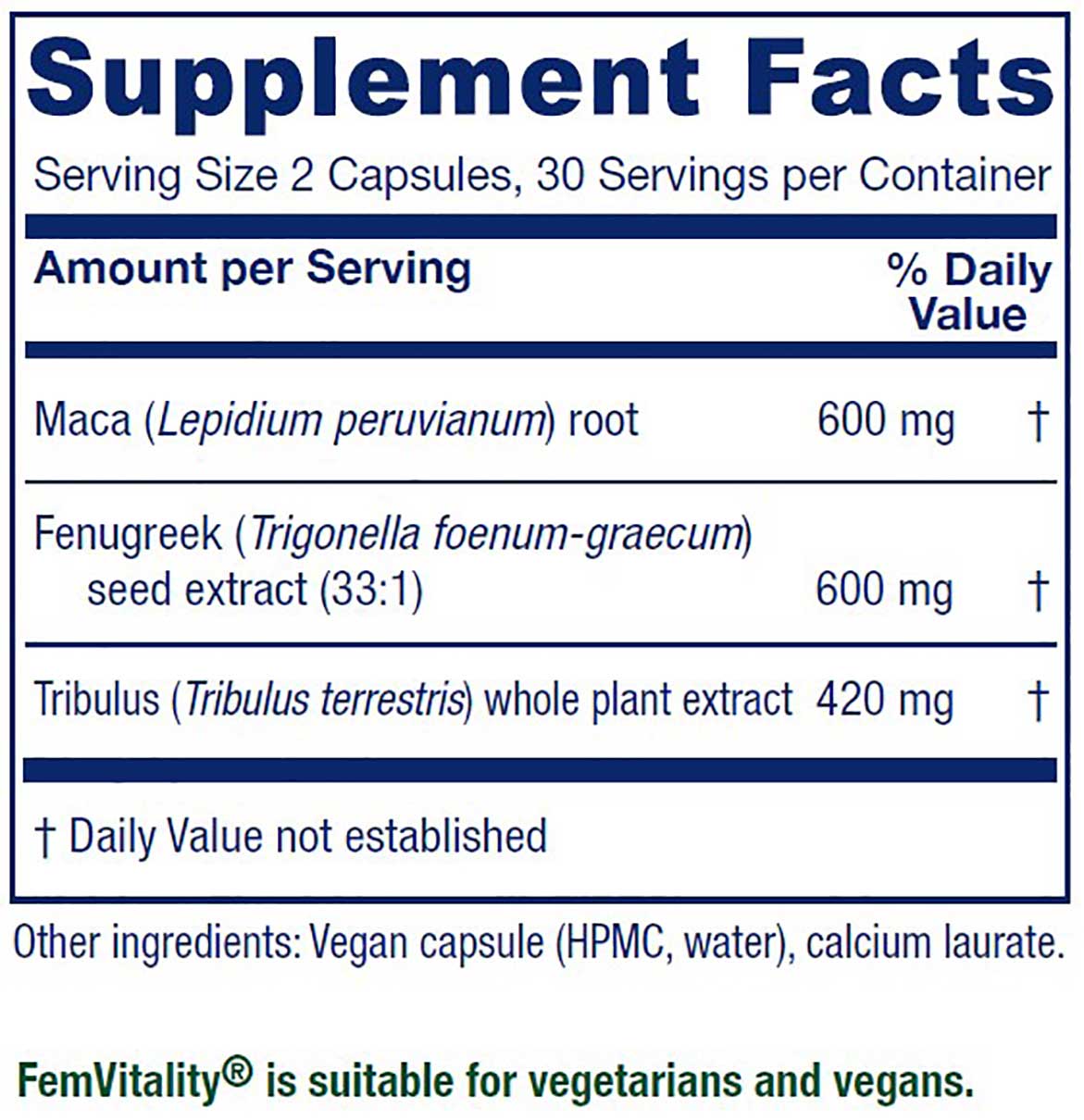 Vitanica FemVitality Ingredients