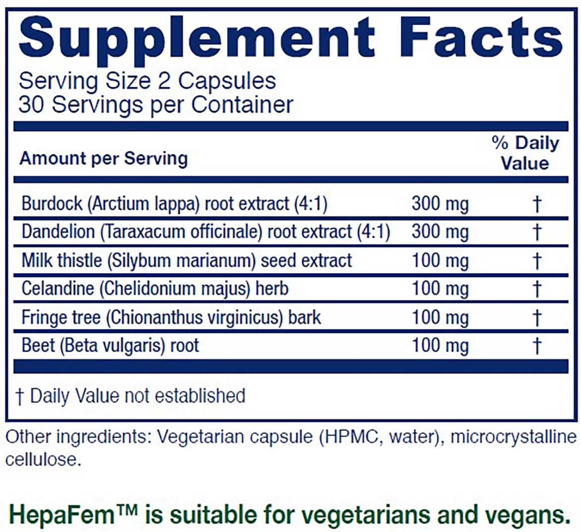 Vitanica Hepafem Ingredients